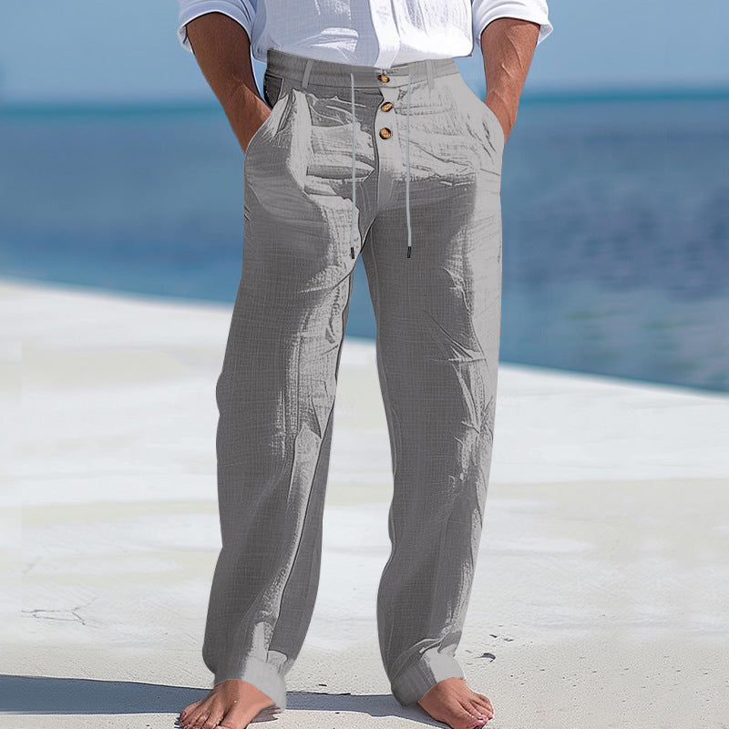 Herren lässige Hose mit hohem Bund und bequemen Taschen