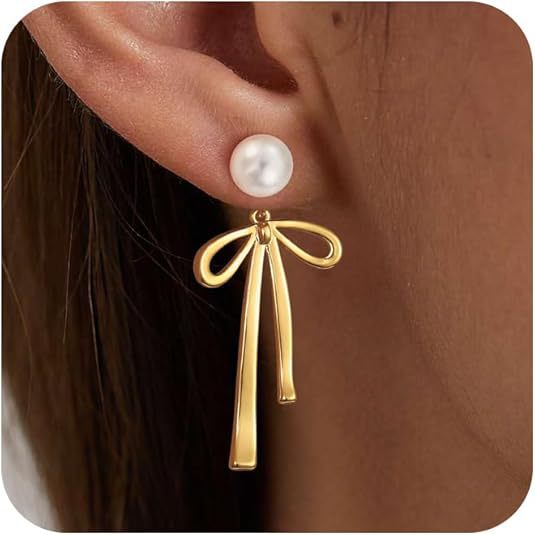 Damen Ohrringe mit eleganter Schleifenform und Perle Shop Nory