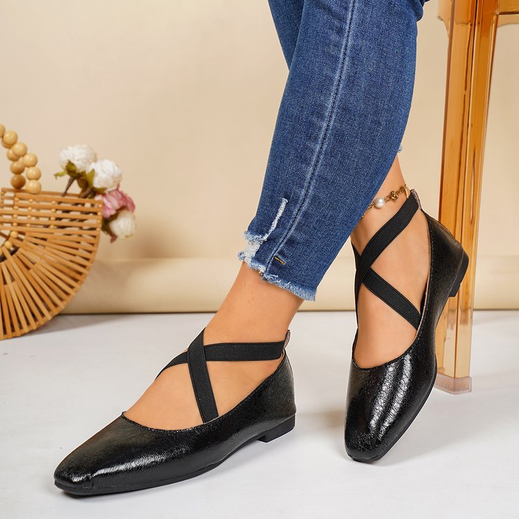 Damen Elegante und bequeme Ballerinas mit überkreuzten Riemen