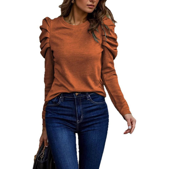 Damen Langarmshirt mit gestuften Raffungen an den Schultern und tailliertem Schnitt Shop Nory