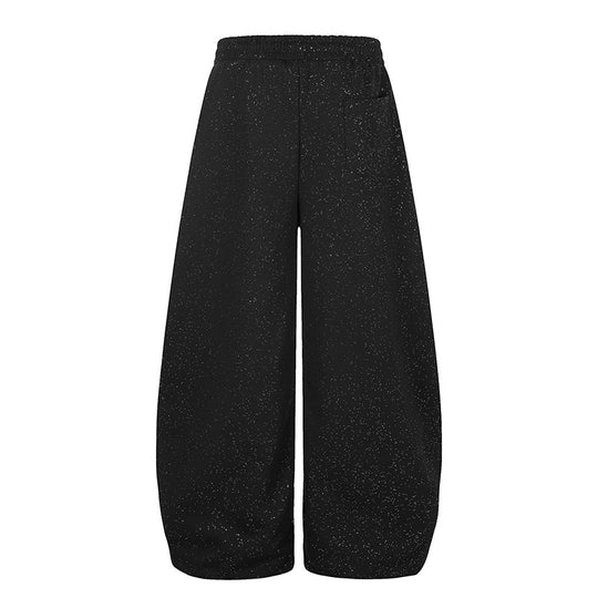 Damen Extraweite Palazzo‑Sweathose im Glitzer‑Nep mit Elastikbund, Kordelzug und Stern‑Script‑Print Shop Nory