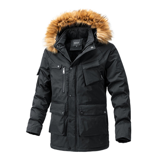 Herren Wärmegefütterte Parka-Jacke mit Kapuze und Teddyfutter Shop Nory