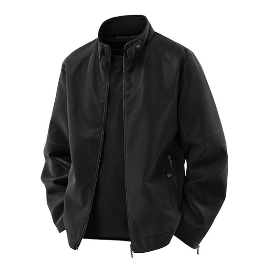 Herren Casual-Lederoptik-Blouson mit Stehkragen und verdecktem Reißverschluss Shop Nory