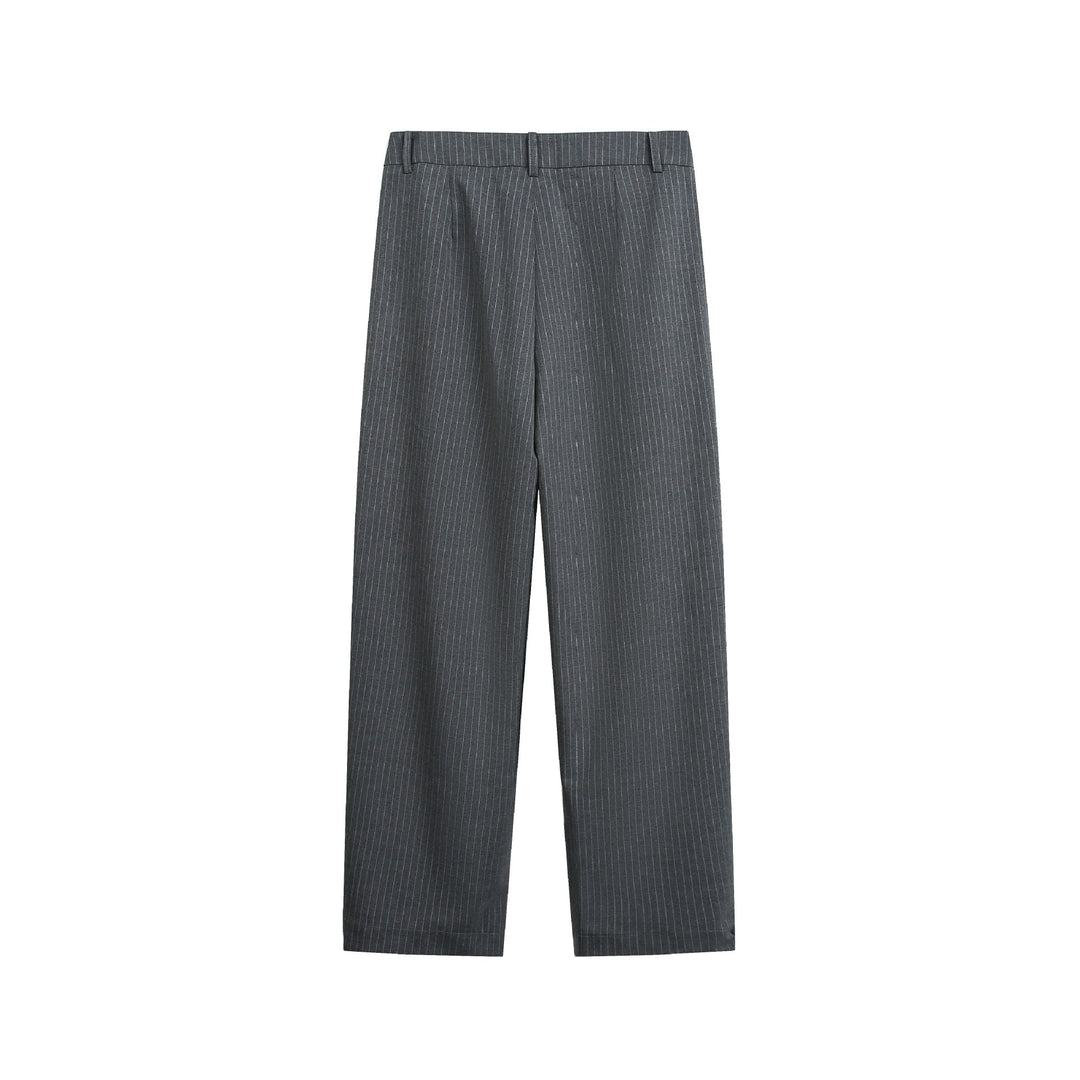 Damen Hochtaillierte weite Anzughose mit Bügelfalten, Nadelstreifen und verstellbarem Umschlag Shop Nory