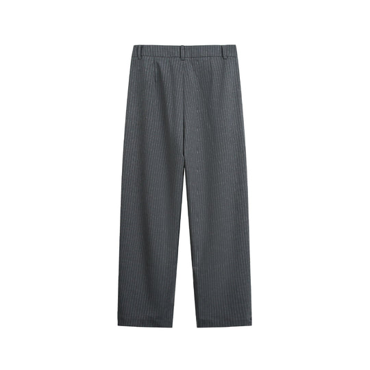 Damen Hochtaillierte weite Anzughose mit Bügelfalten, Nadelstreifen und verstellbarem Umschlag Shop Nory