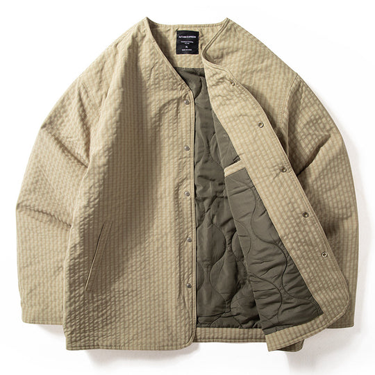 Herren Steppjacke ohne Kragen mit Druckknopfverschluss und seitlichen Eingrifftaschen Shop Nory