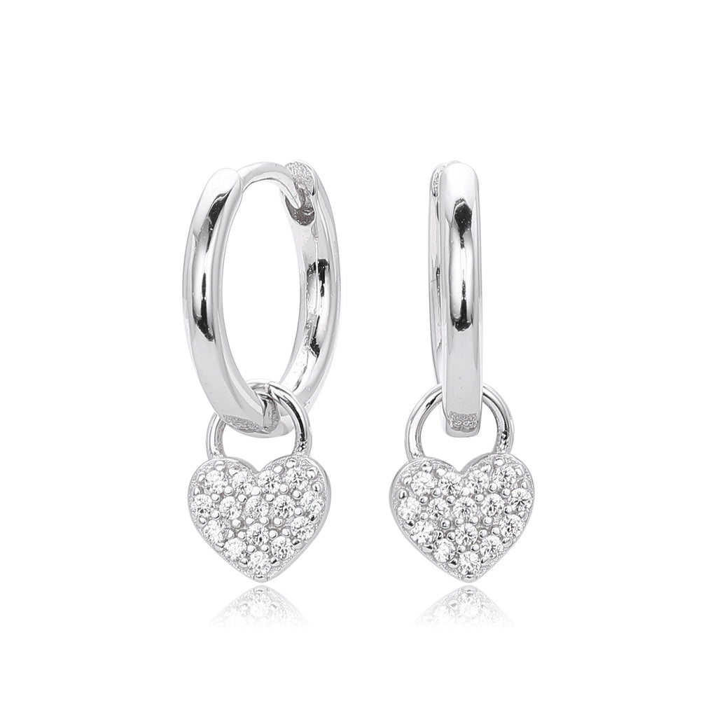 Damen Ohrhänger mit funkelndem Herzanhänger und hochwertigem 925 Sterlingsilber Shop Nory