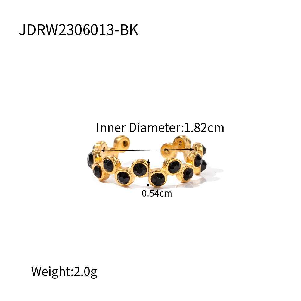Damen Offenes Ringarmband mit eleganten Schwarzkristallen Shop Nory