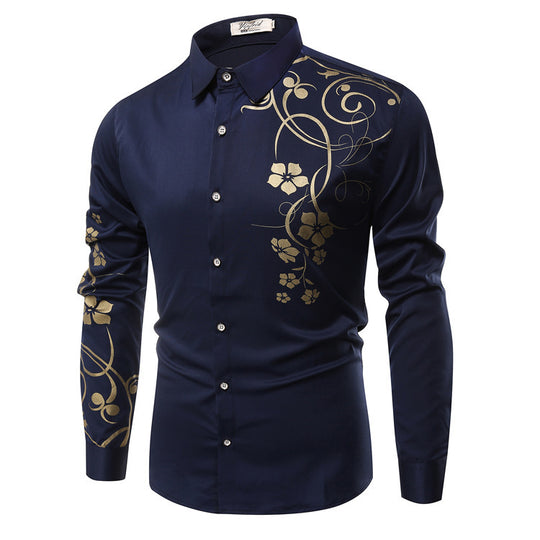 Herren Slim-Fit Hemd mit floralem Allover-Print, Langarm und Stretch-Baumwollmix Shop Nory