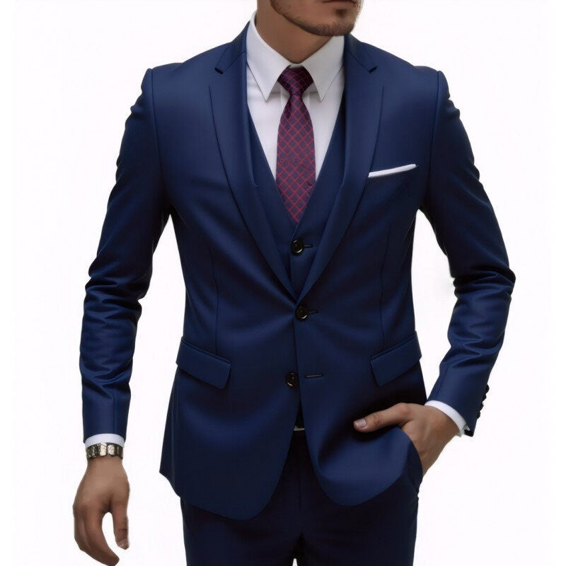 Herren nan dreiteiliges Slim-Fit Anzugset mit Weste, schmalem Revers und taillierter Silhouette