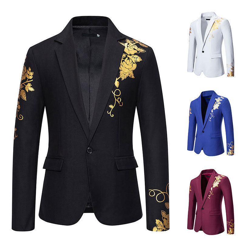 Herren eleganter Blazer mit floralem Stickdesign und feinen Details
