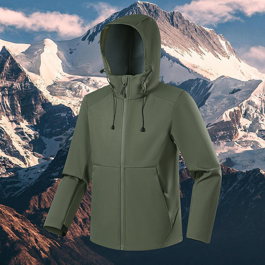 Herren Atmungsaktive Softshell-Fleecejacke mit mehrlagiger Membran, ergonomischem Schnitt und verstellbarer Kapuze Shop Nory