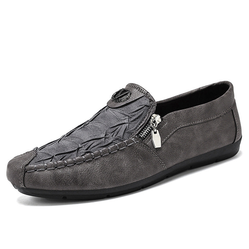 Herren elegante Lederoptik Slipper mit Zierreißverschluss, handgenähter Mokassinnaht und flexibler Komfortsohle Shop Nory