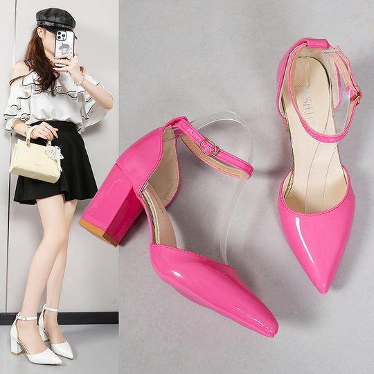 Damen elegante High-Heels mit transparentem Riemen und Blockabsatz