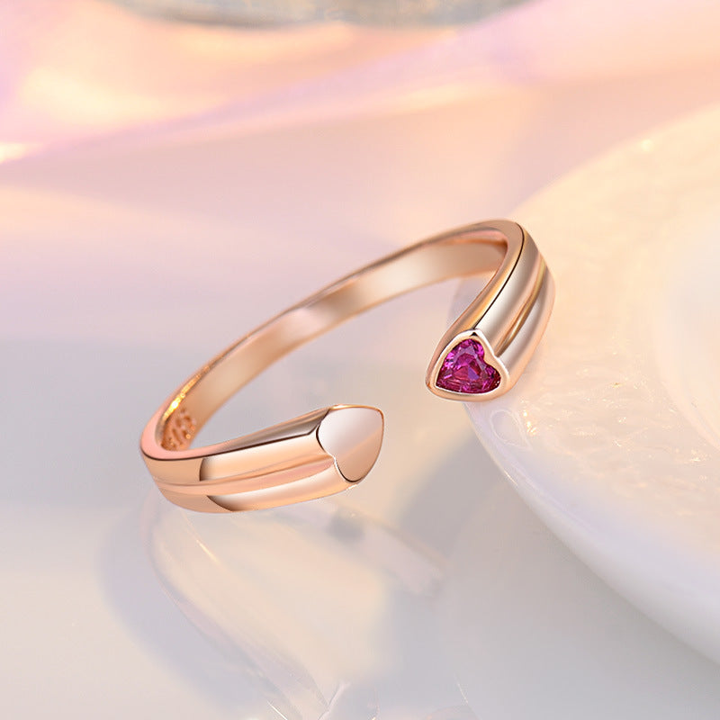 Damen Offener Ring mit Herzmotiv und funkelndem Zirkonia Shop Nory