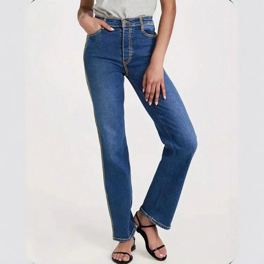 Damen Hochtaillierte Straight-Leg-Jeans mit leichtem Schlag und Five-Pocket-Design Shop Nory
