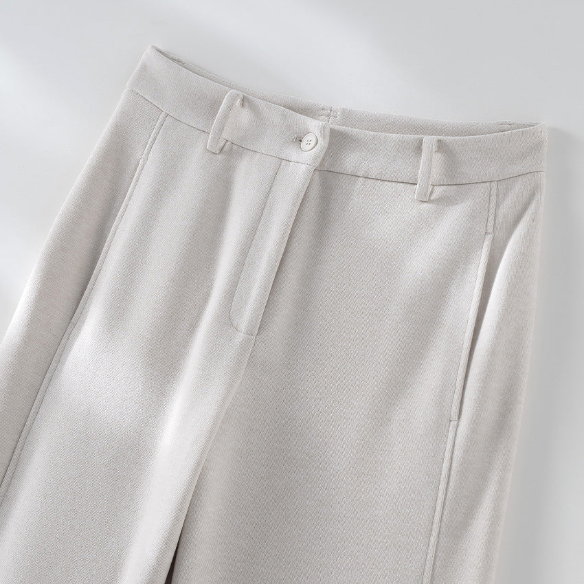 Damen Elegante High‑Waist Palazzo-Stoffhose mit Bügelfalte und dekorativer Mittelnaht Shop Nory