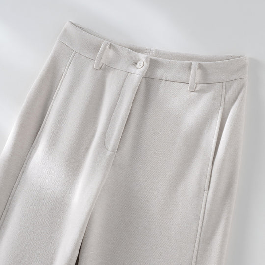 Damen Elegante High‑Waist Palazzo-Stoffhose mit Bügelfalte und dekorativer Mittelnaht Shop Nory
