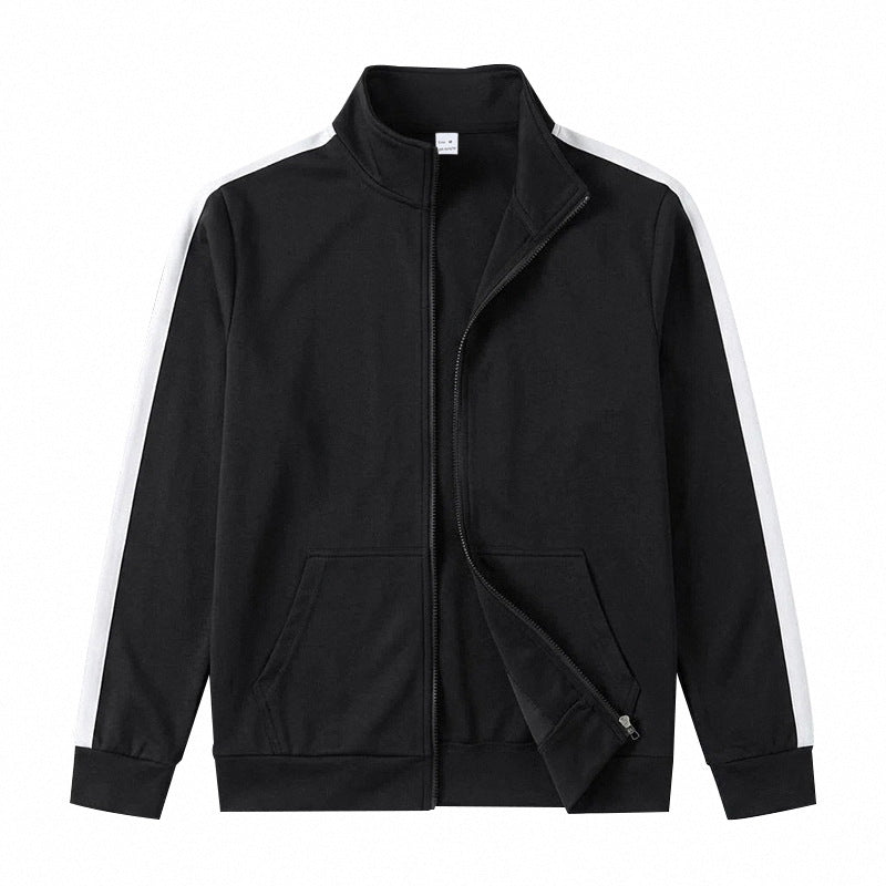 Herren Sportliche Zip-Trackjacke mit Stehkragen, Kontraststreifen an den Ärmeln und Kängurutaschen Shop Nory