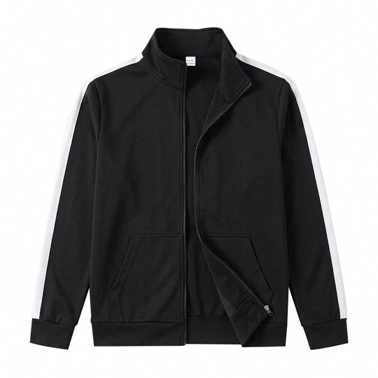 Herren Sportliche Zip-Trackjacke mit Stehkragen, Kontraststreifen an den Ärmeln und Kängurutaschen Shop Nory