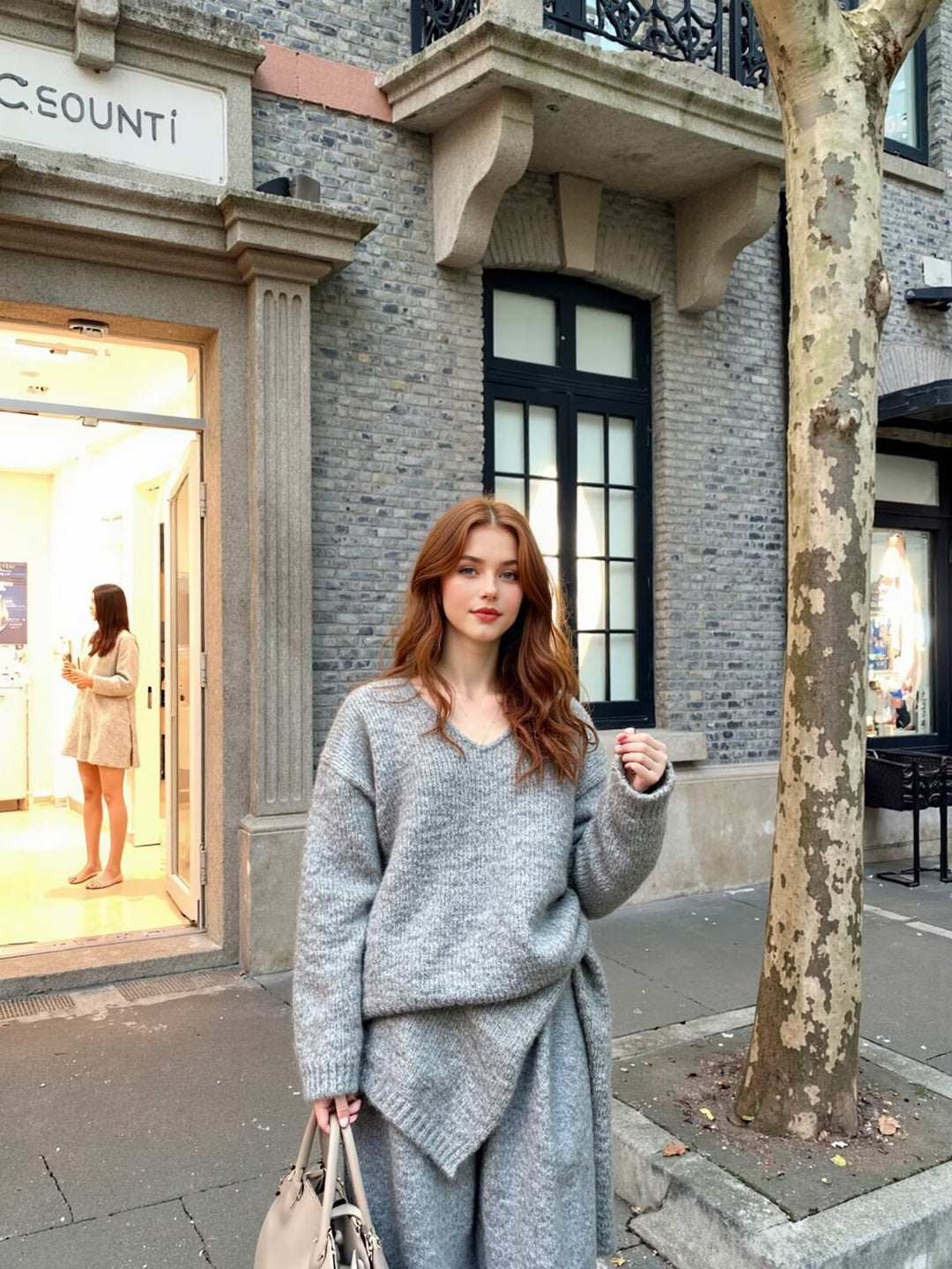 Damen Oversize Strickpullover mit integriertem Schal und weitem Schulterkragen Shop Nory