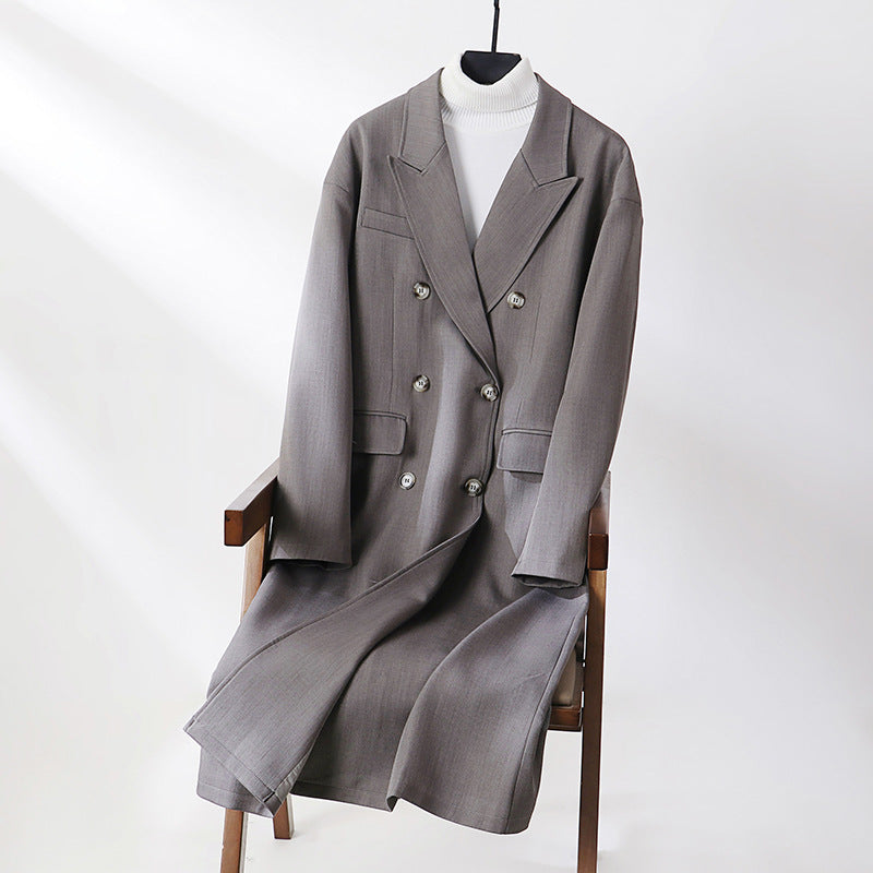 Damen Doppelreihiger Longline-Mantel mit Oversize-Schnitt und fallendem Revers Shop Nory