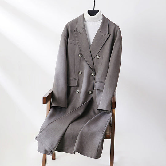 Damen Doppelreihiger Longline-Mantel mit Oversize-Schnitt und fallendem Revers Shop Nory