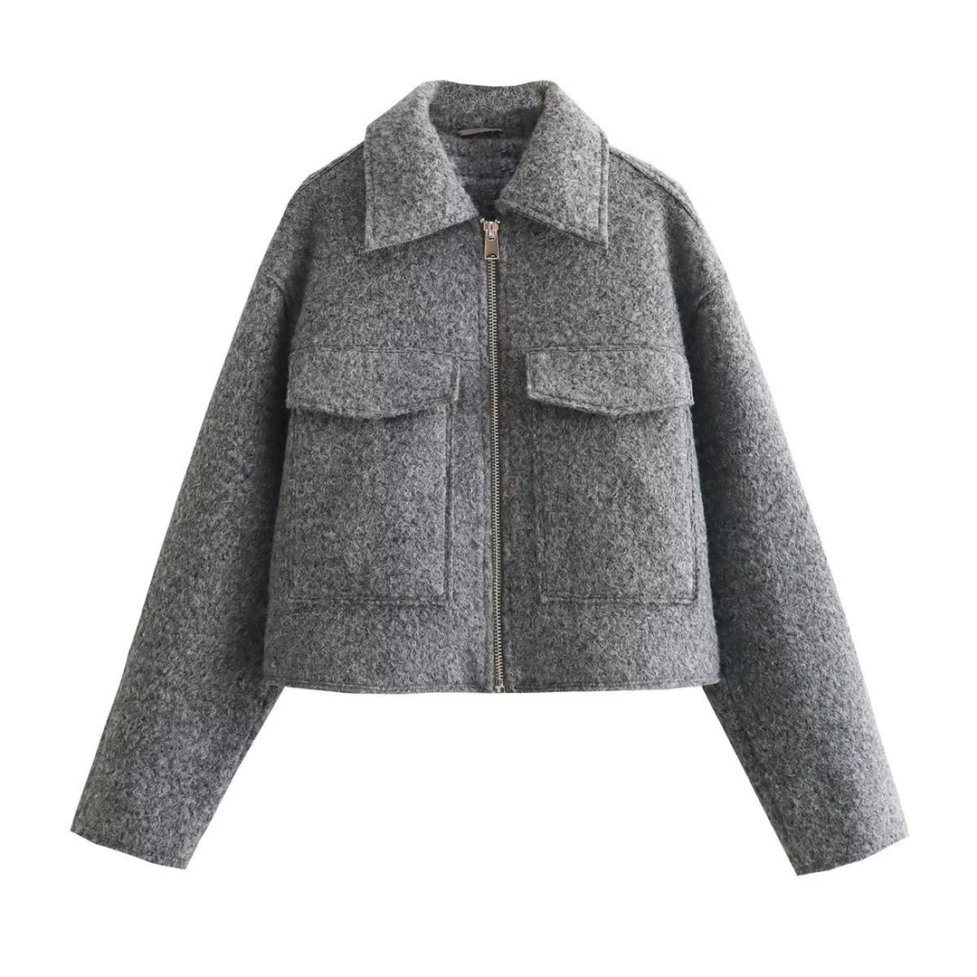 Damen Oversize-Shacket aus Wollmix mit Reißverschluss und aufgesetzten Pattentaschen Shop Nory
