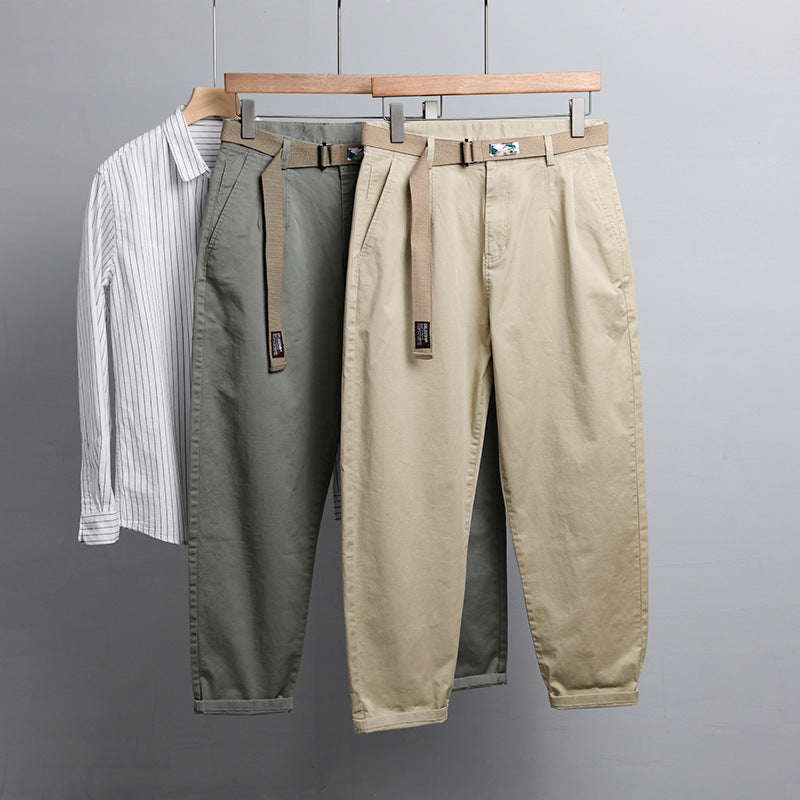 Herren Baumwoll-Chino mit Webgürtel und konischem Bein Shop Nory