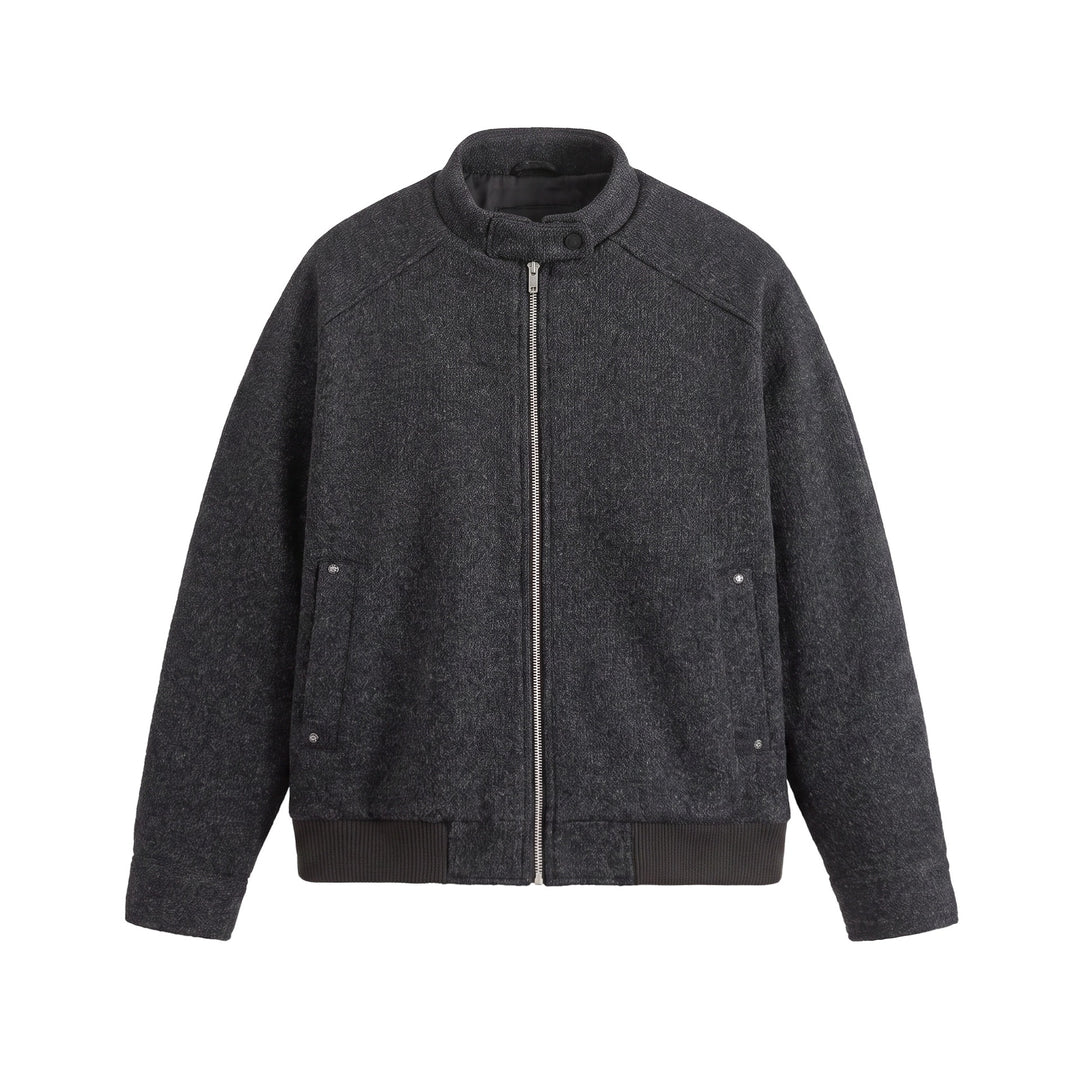 Herren Kurzboxy Wollmix-Bomber mit Stehkragen und Rippsaum Shop Nory