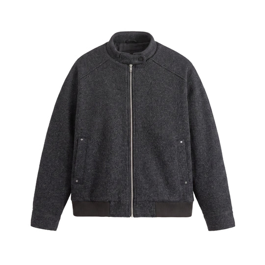 Herren Kurzboxy Wollmix-Bomber mit Stehkragen und Rippsaum Shop Nory