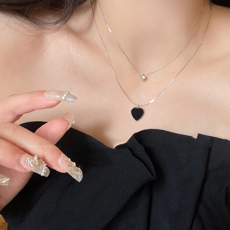 Damen Halskette mit eleganten Herz- und Kristallanhängern Shop Nory