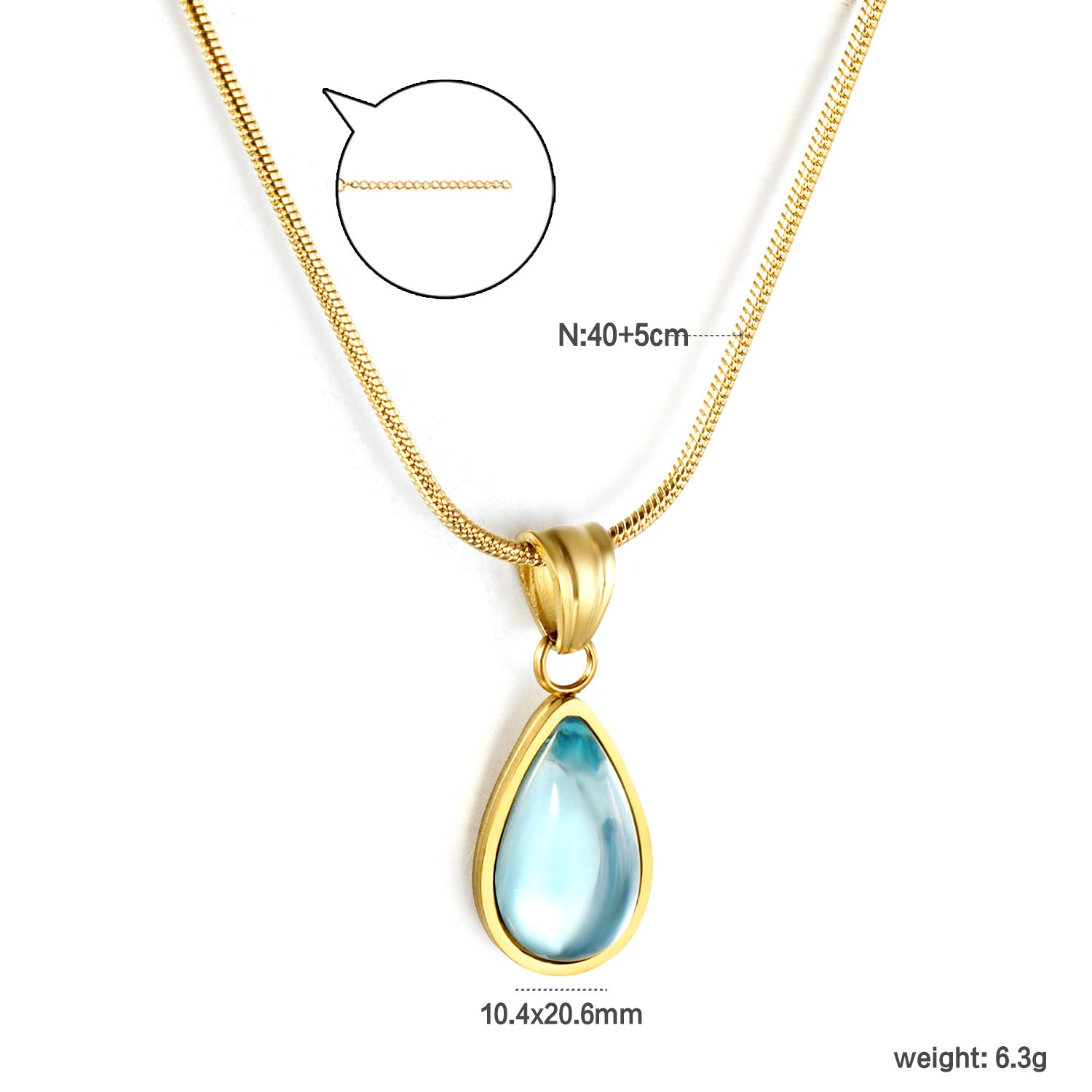 Damen Halskette mit tropfenförmigem Anhänger aus hochwertigem Edelstahl Shop Nory