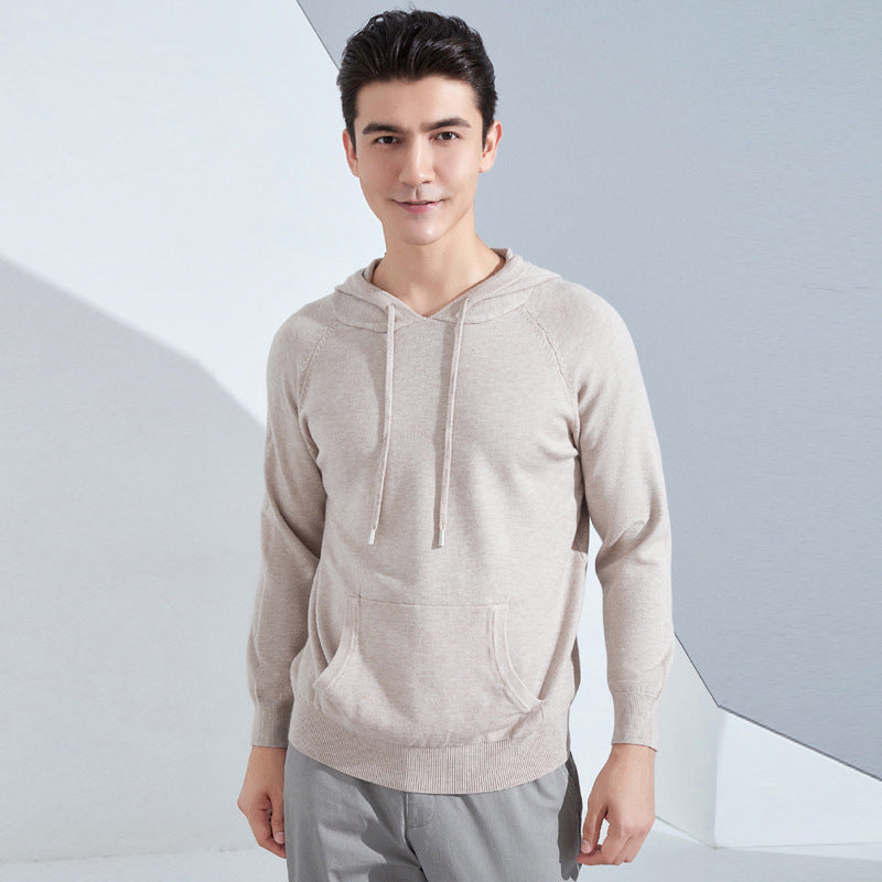 Herren Leichter Kapuzen-Feinstrickpullover mit Kängurutasche und Raglanärmeln Shop Nory