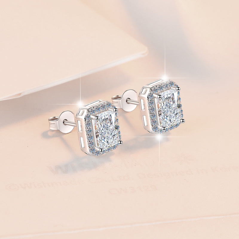 Damen Ohrringe mit quadratischem Zirkonia-Rahmen Shop Nory