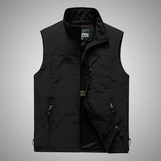 Herren Multifunktionale Utility-Weste mit Stehkragen, Reißverschlusstaschen und atmungsaktivem Meshfutter Shop Nory