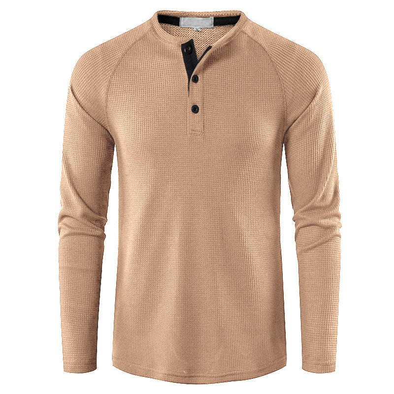 Herren nan strukturiertes Henley-Langarmshirt mit Waffelstruktur, Halbknopfleiste und Raglanärmeln Shop Nory