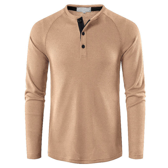 Herren nan strukturiertes Henley-Langarmshirt mit Waffelstruktur, Halbknopfleiste und Raglanärmeln Shop Nory