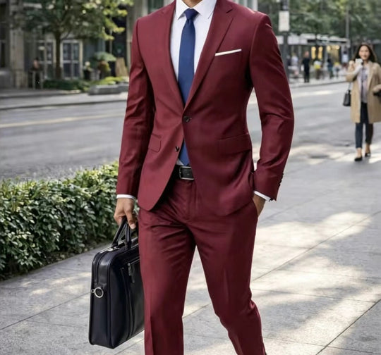 Herren Zweiteiliger Slim-Fit Businessanzug mit tailliertem Revers und schlanker Anzughose Shop Nory