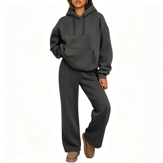Damen Oversized Hoodie-Set mit Kängurutasche und weiter Palazzohose Shop Nory