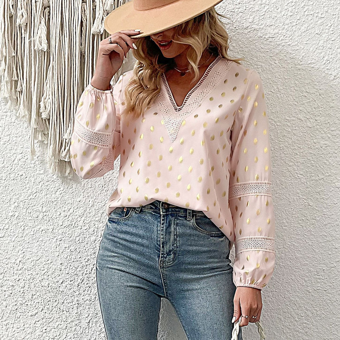 Damen Elegantes Blusenshirt mit Rüschen und Gold-Details Shop Nory
