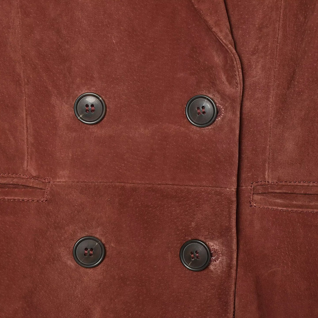 Damen Cropped zweireihiger Veloursblazer mit taillierter Passform und Leistentaschen Shop Nory