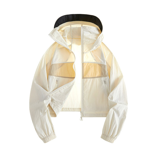 Damen Leichte Windbreaker-Jacke mit verstellbarer Kapuze
