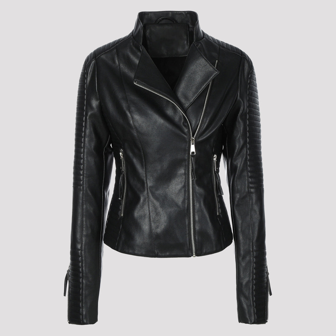 Damen Schmal geschnittene Bikerjacke mit gesteppter Ärmel- und Schulterpartie Shop Nory