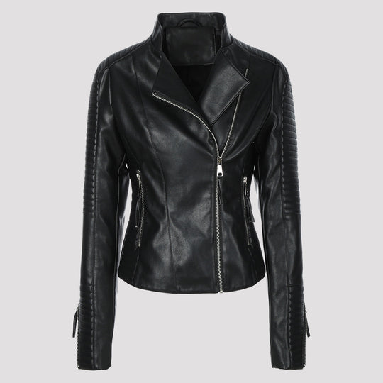 Damen Schmal geschnittene Bikerjacke mit gesteppter Ärmel- und Schulterpartie Shop Nory