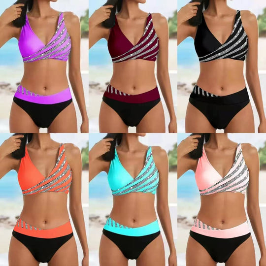 Damen Sportlicher Bikini mit modischem Wickeloberteil