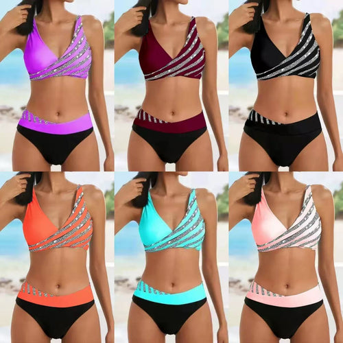 Damen Sportlicher Bikini mit modischem Wickeloberteil
