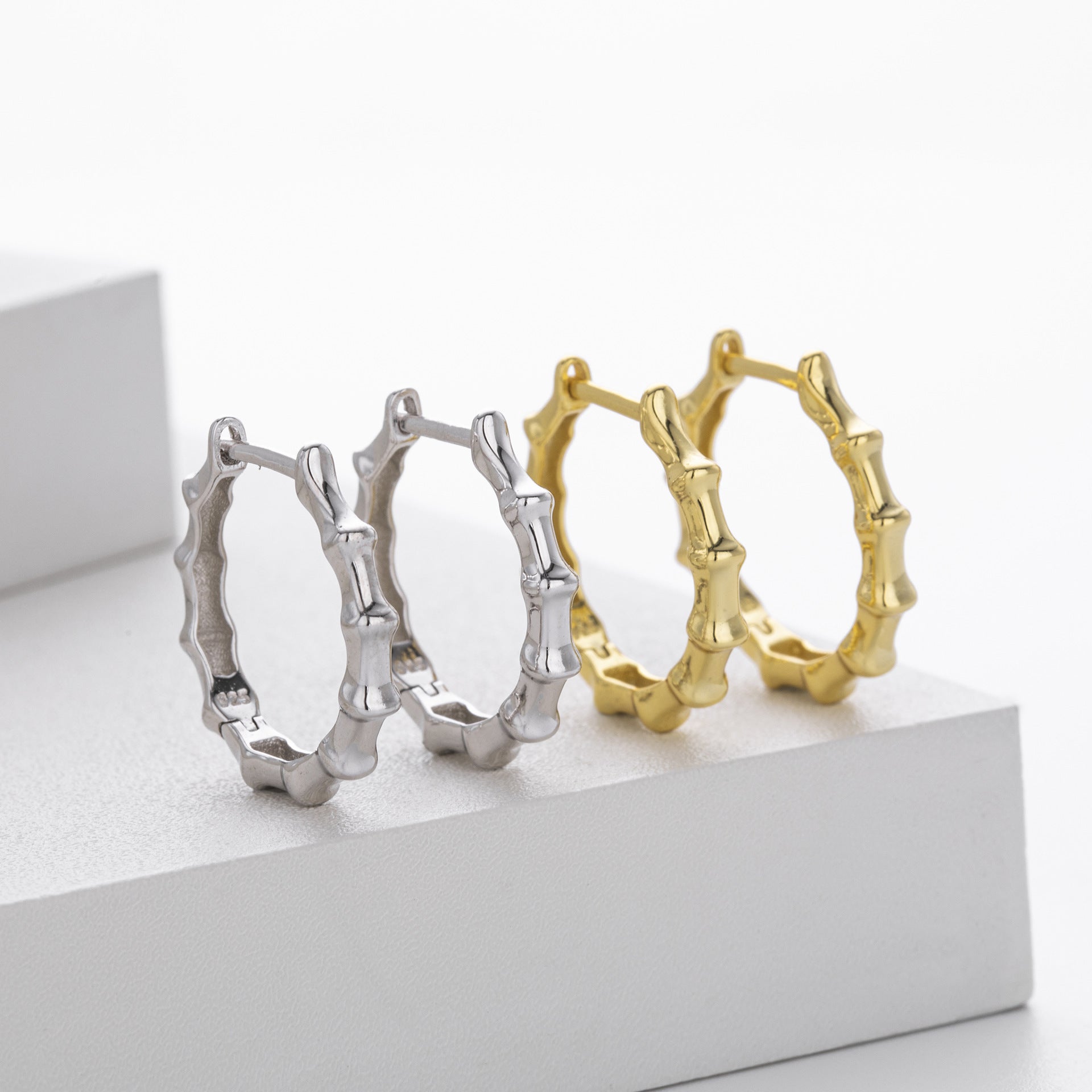 Damen Creolen im Bambusdesign aus hochwertigem 925 Sterling Silber Shop Nory