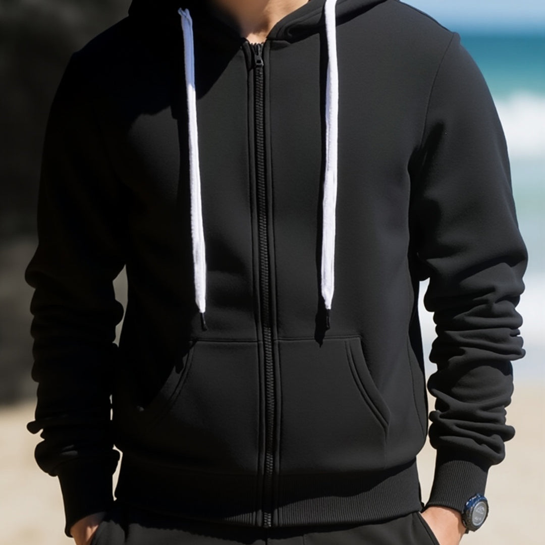 Herren Kapuzen‑Sweatjacke mit durchgehendem Reißverschluss, Kängurutaschen & weichem Futter Shop Nory