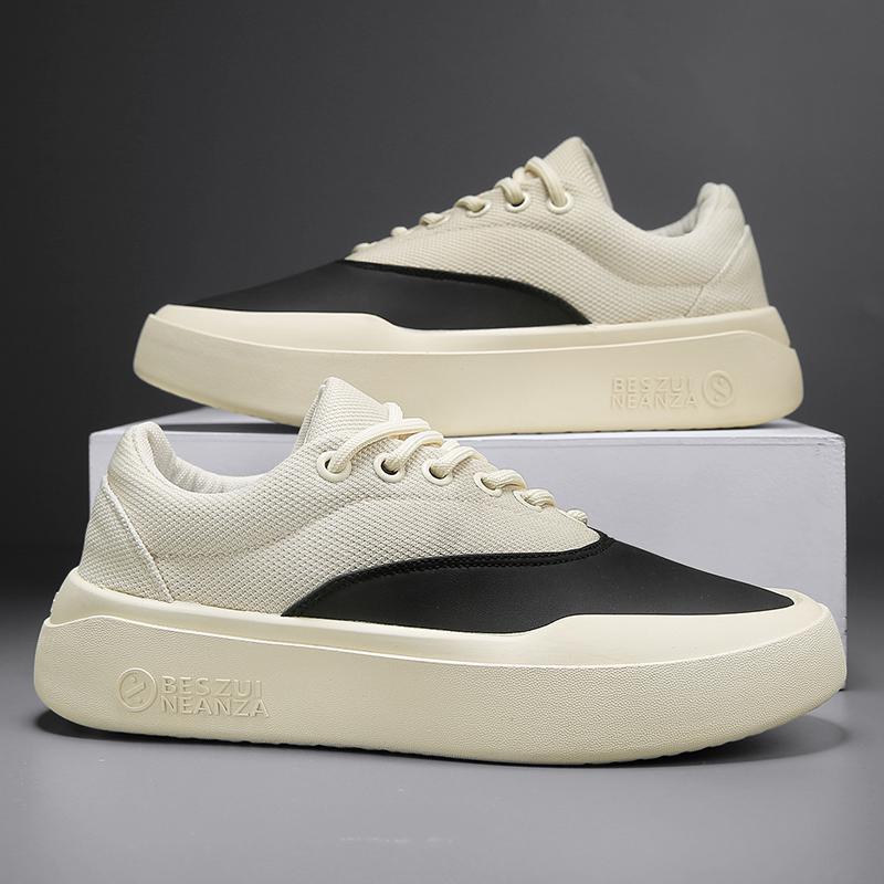 Unisex Minimalistische Low-Top Plateau-Sneaker mit nahtlosem Canvas-Textilmix und dämpfender EVA-Plateausohle Shopy Nory